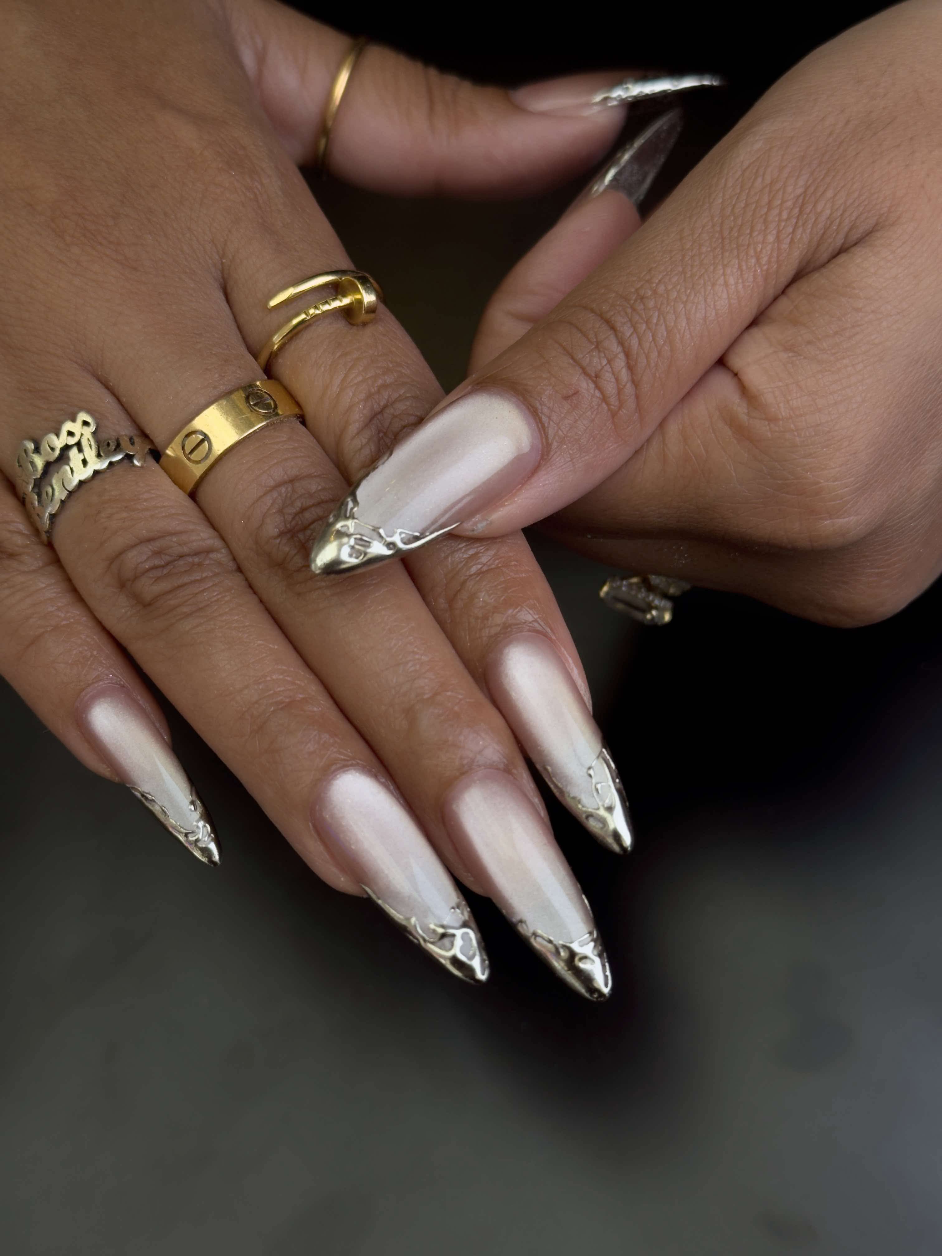 Chrome French nails